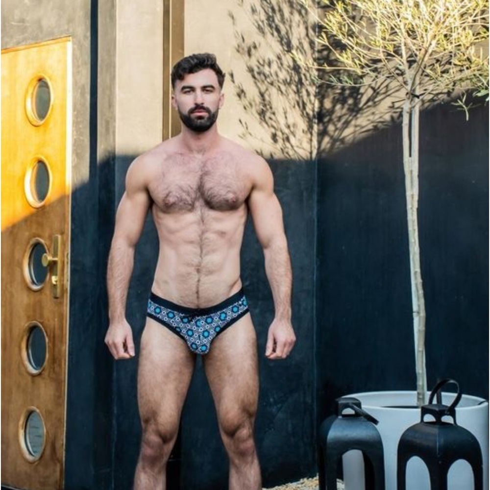 Andrew Christian Parker Bikini Small Black White Blue NWT 78